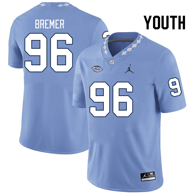 Youth #96 Damon Bremer North Carolina Tar Heels College Football Jerseys Stitched Sale-Carolina Blue